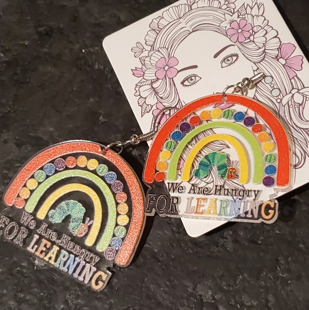 Hungry Caterpillar Rainbow Arch earrings